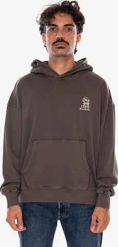 Felpa 'LEVI'S TWO HORSE BOXY HOODIE MUSIC CITY VINYL 2 BROWN' di LEVI'S ® in marrone: frontale