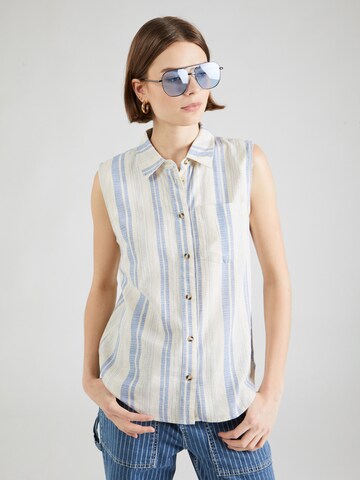 Camicia da donna 'LINO' di ICHI in blu: frontale