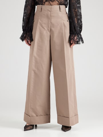 3.1 Phillip Lim - Pierna ancha Pantalón plisado en beige: frente