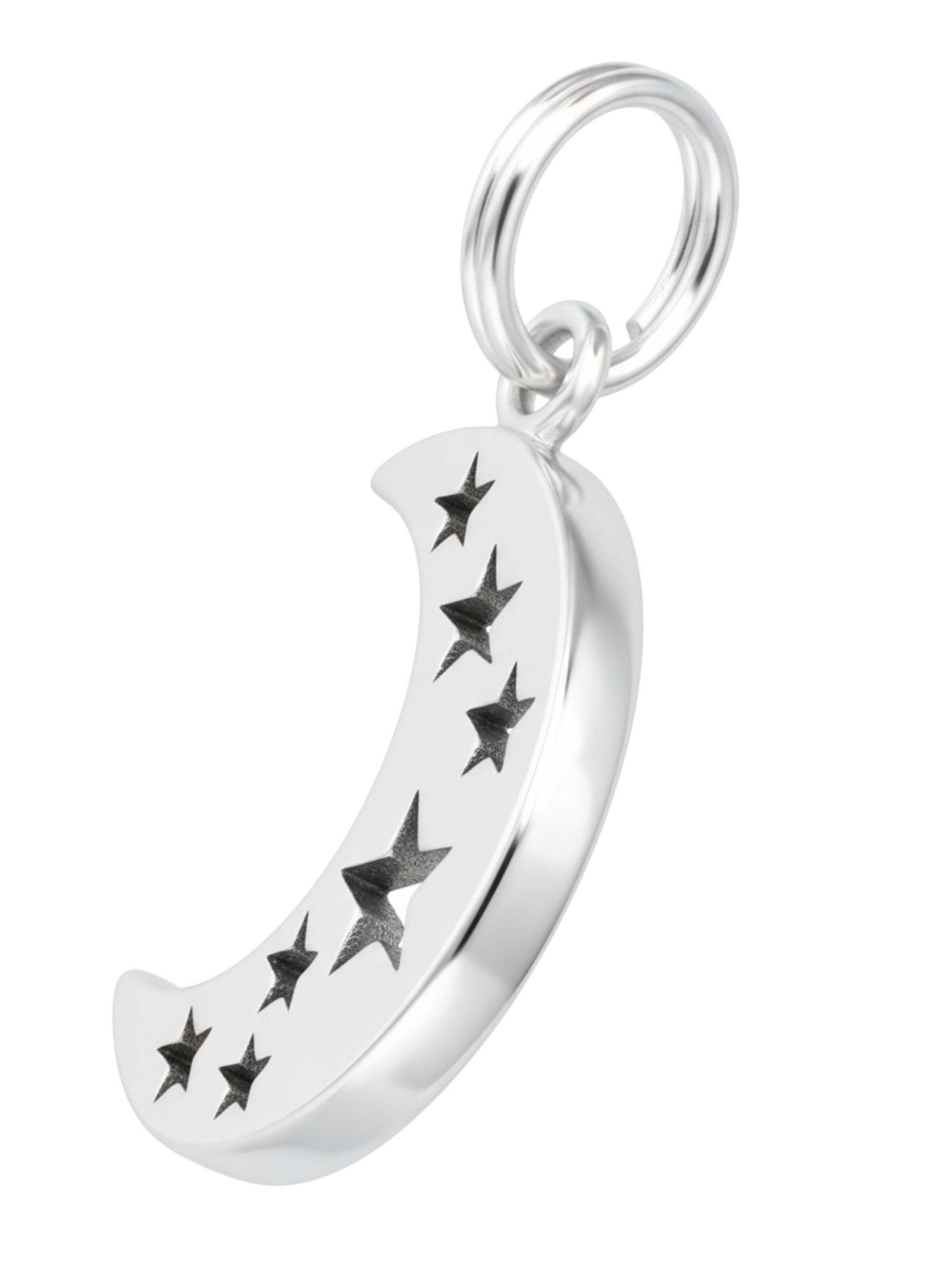 Pendentif 'Silberner Halbmond- und Sterne-Charm mit Spaltring' Maxte en argent