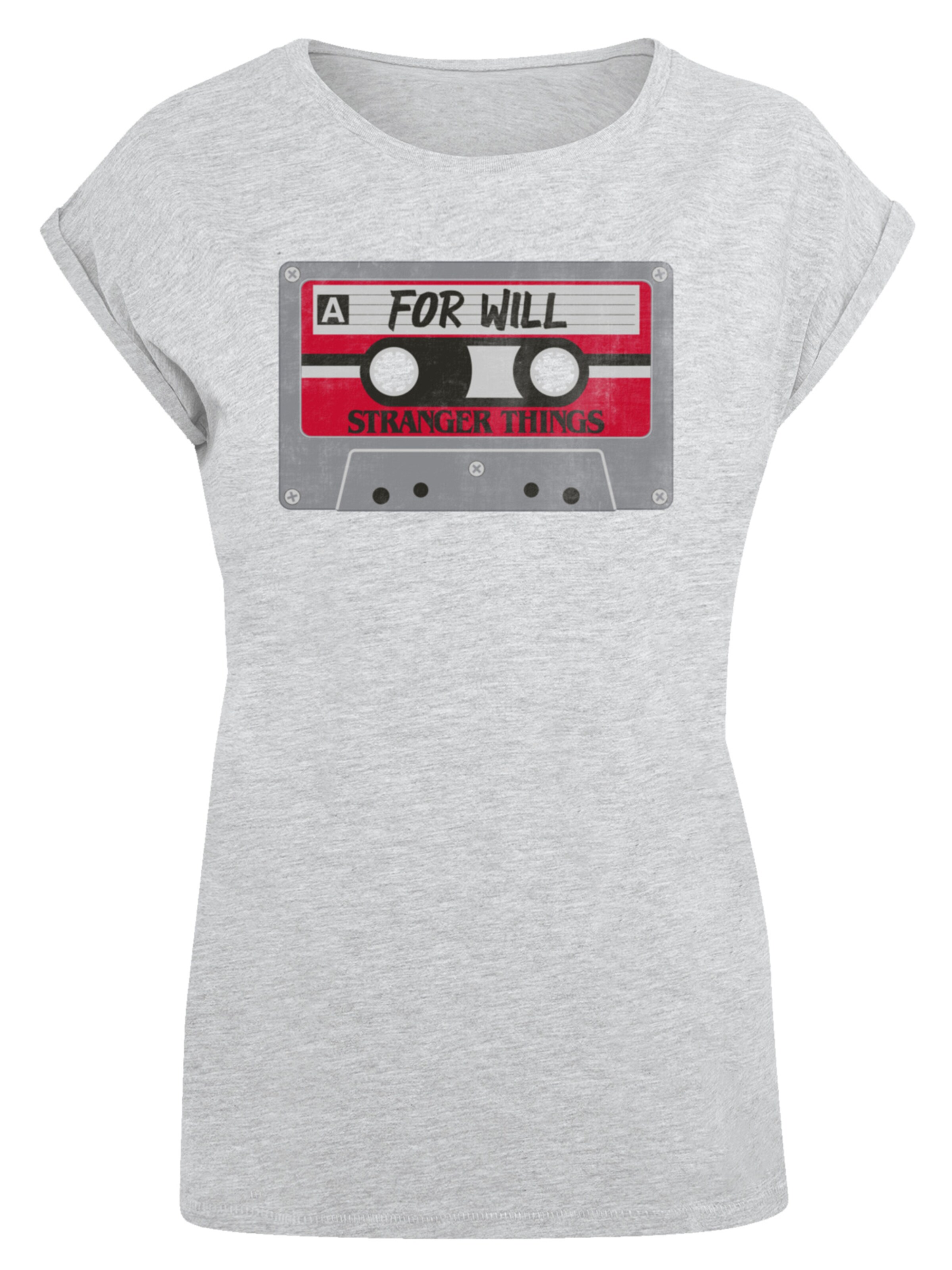 F4NT4STIC T-Shirt 'Stranger Things Cassette For Will Netflix TV Series' in Grau: Vorderseite