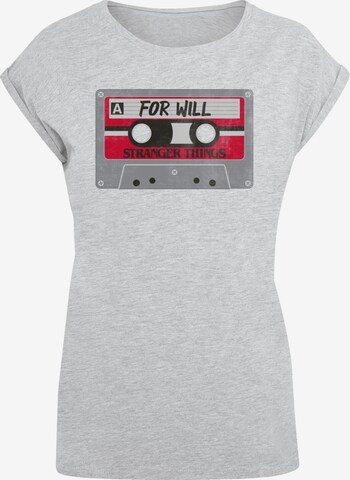 F4NT4STIC Shirt 'Stranger Things Cassette For Will Netflix TV Series' in Grey: front
