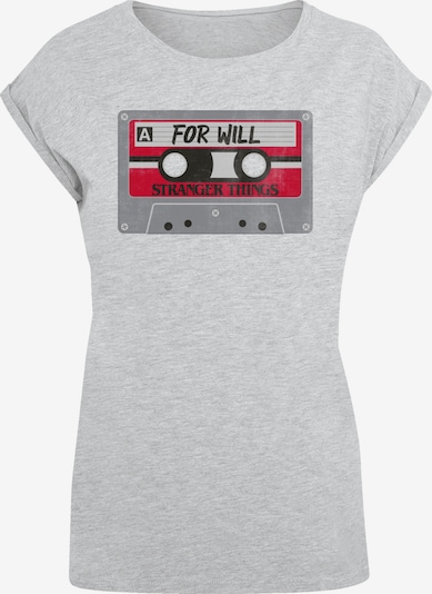 F4NT4STIC T-Shirt 'Stranger Things Cassette For Will Netflix TV Series' in graumeliert / rot / schwarz, Produktansicht