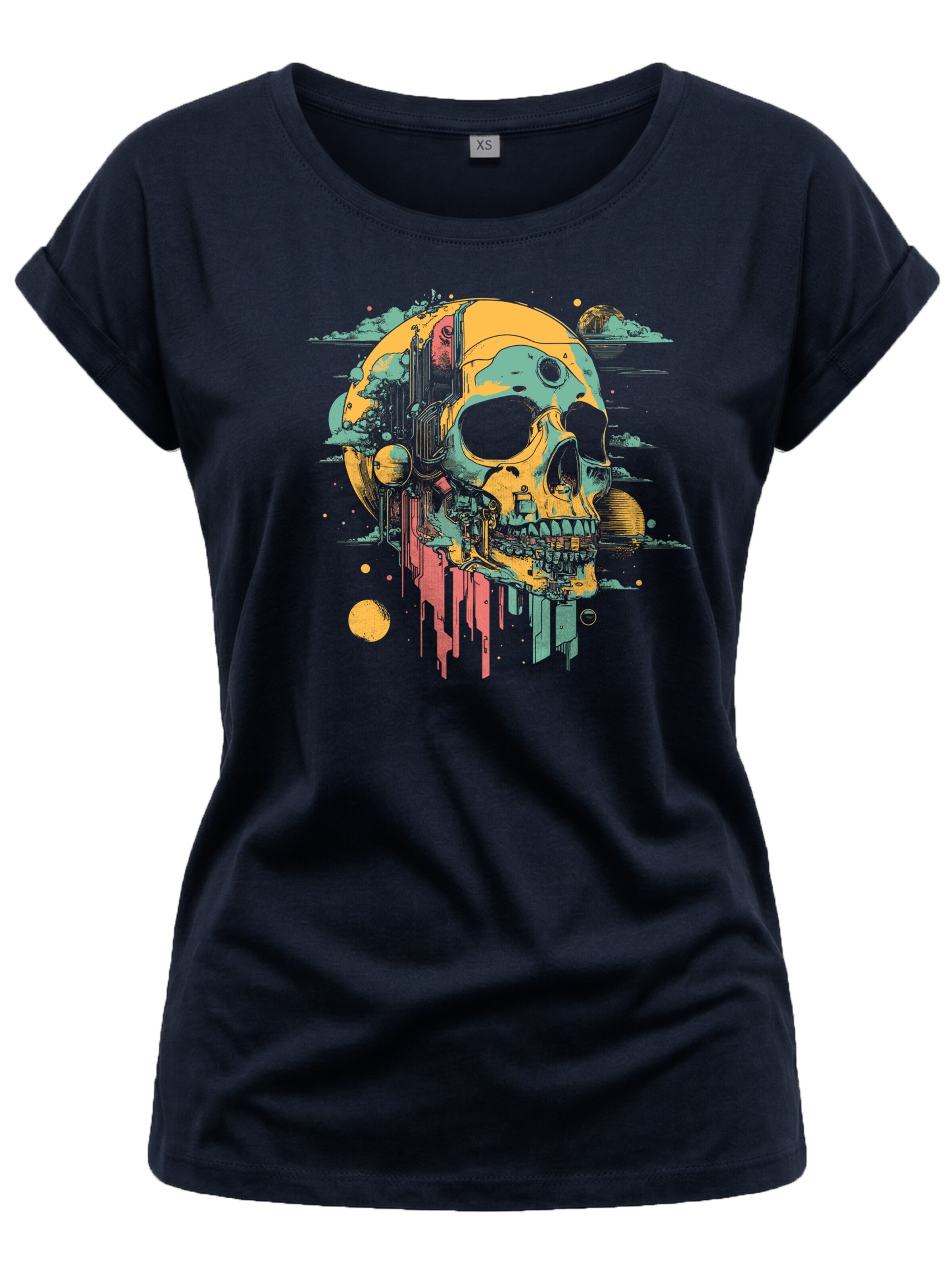 MAKAYA Shirt 'Head Shot Skull' in Blue: front