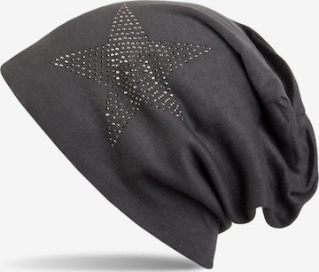 styleBREAKER Mütze 'Warme Beanie Mütze mit Strass Stern' in Grau: Vorderseite