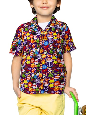 Regular fit Camicia 'Christmas Allover' di King Kameha in lilla: frontale