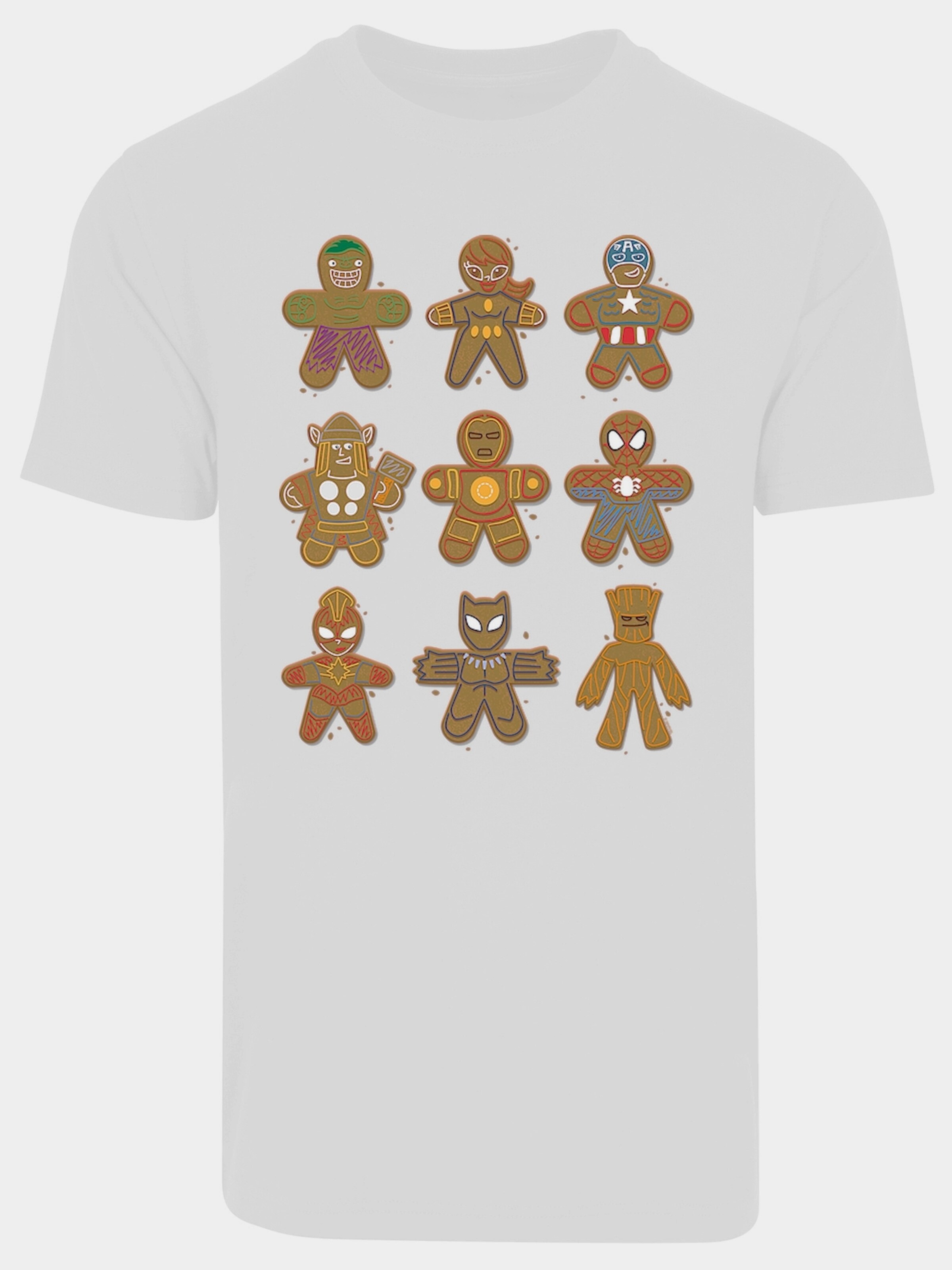 Männer Große Größen F4NT4STIC T-Shirt 'Christmas Lebkuchen Avengers' in Weiß - QK73187