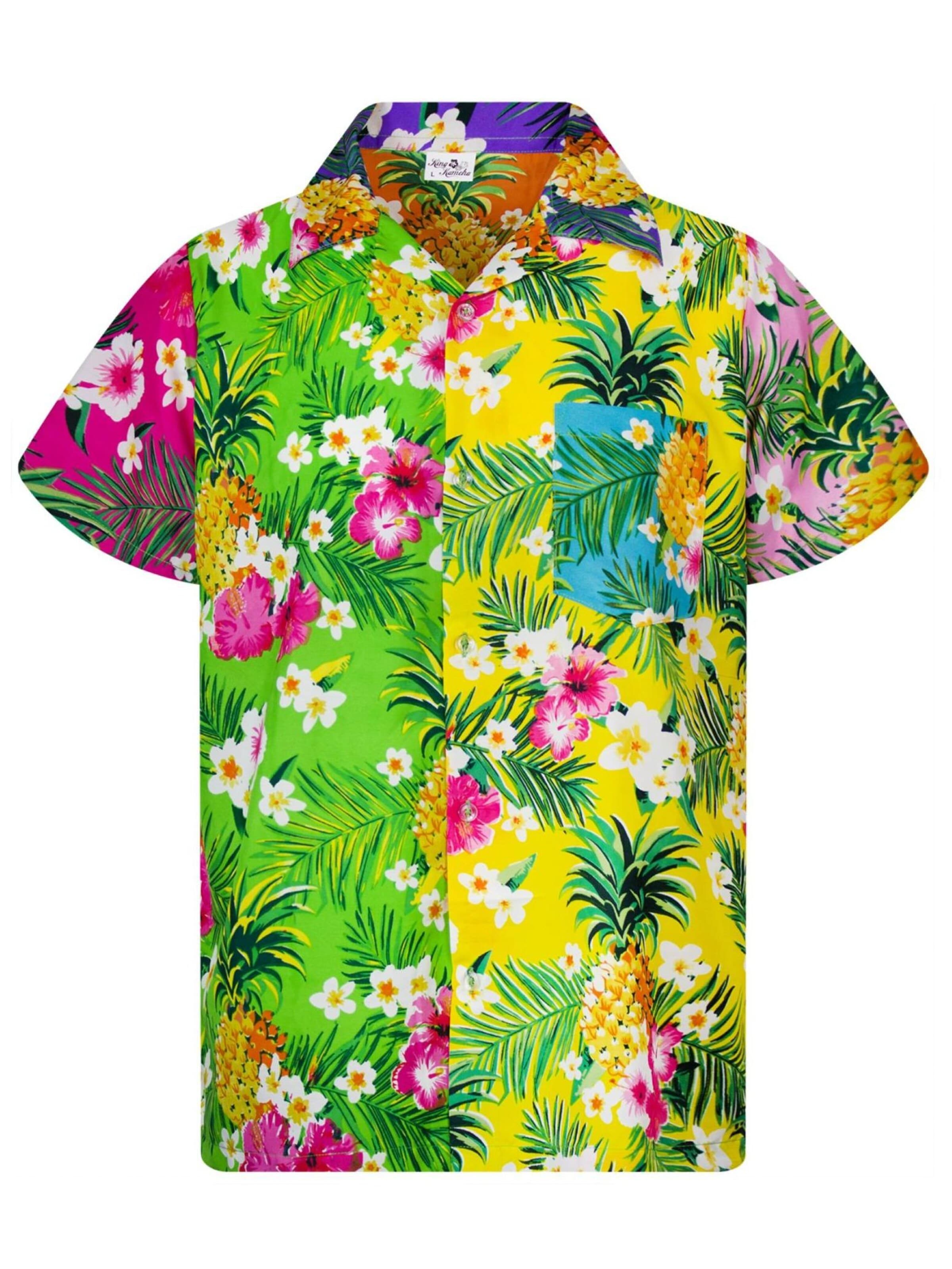 Maglietta 'Pineapple Flowers' di King Kameha in colori misti: frontale