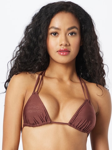 Calvin Klein Swimwear Triangle Bikini Top in Brown: front