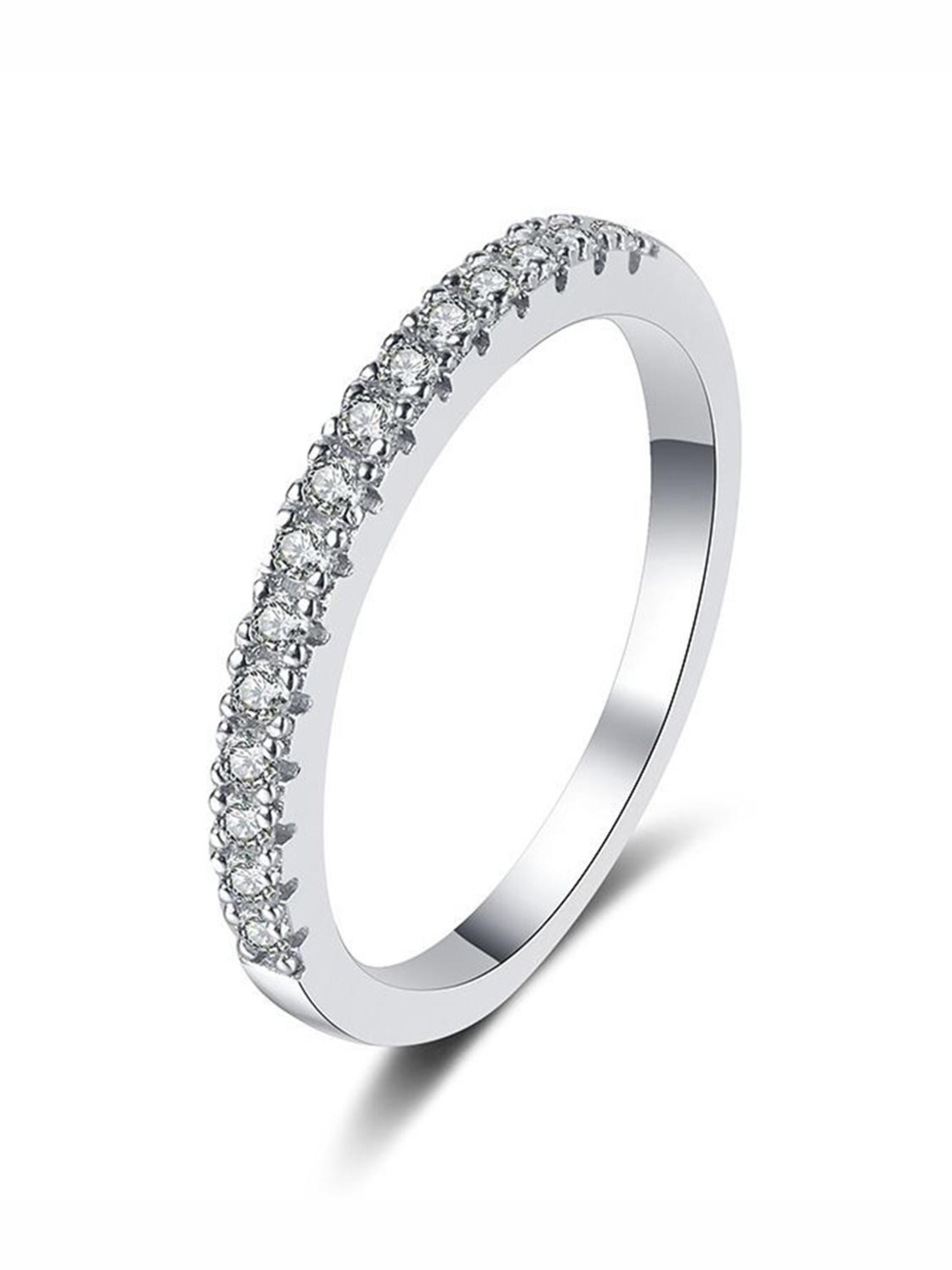 Staufergold Ring 'Ring „Lichtkranz“ – zarter Pavé-Halbkranz, fein funkelnd – Silber' in Silver: front