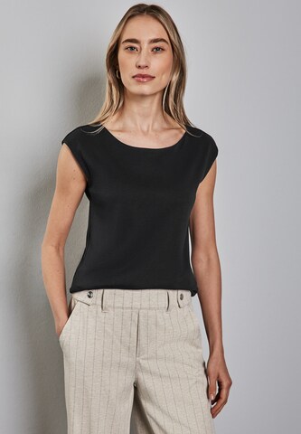 STREET ONE Shirt mit U-Boot-Ausschnitt in Schwarz: Vorderseite