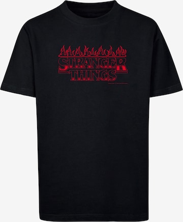 ABSOLUTE CULT Shirt 'Stranger Things - Flames' in Zwart: voorkant