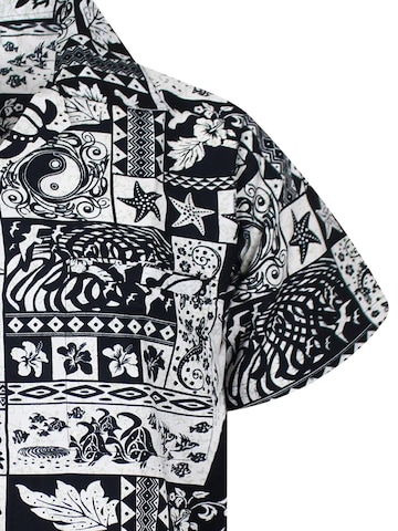 King Kameha Shirt 'Puzzle' in Schwarz