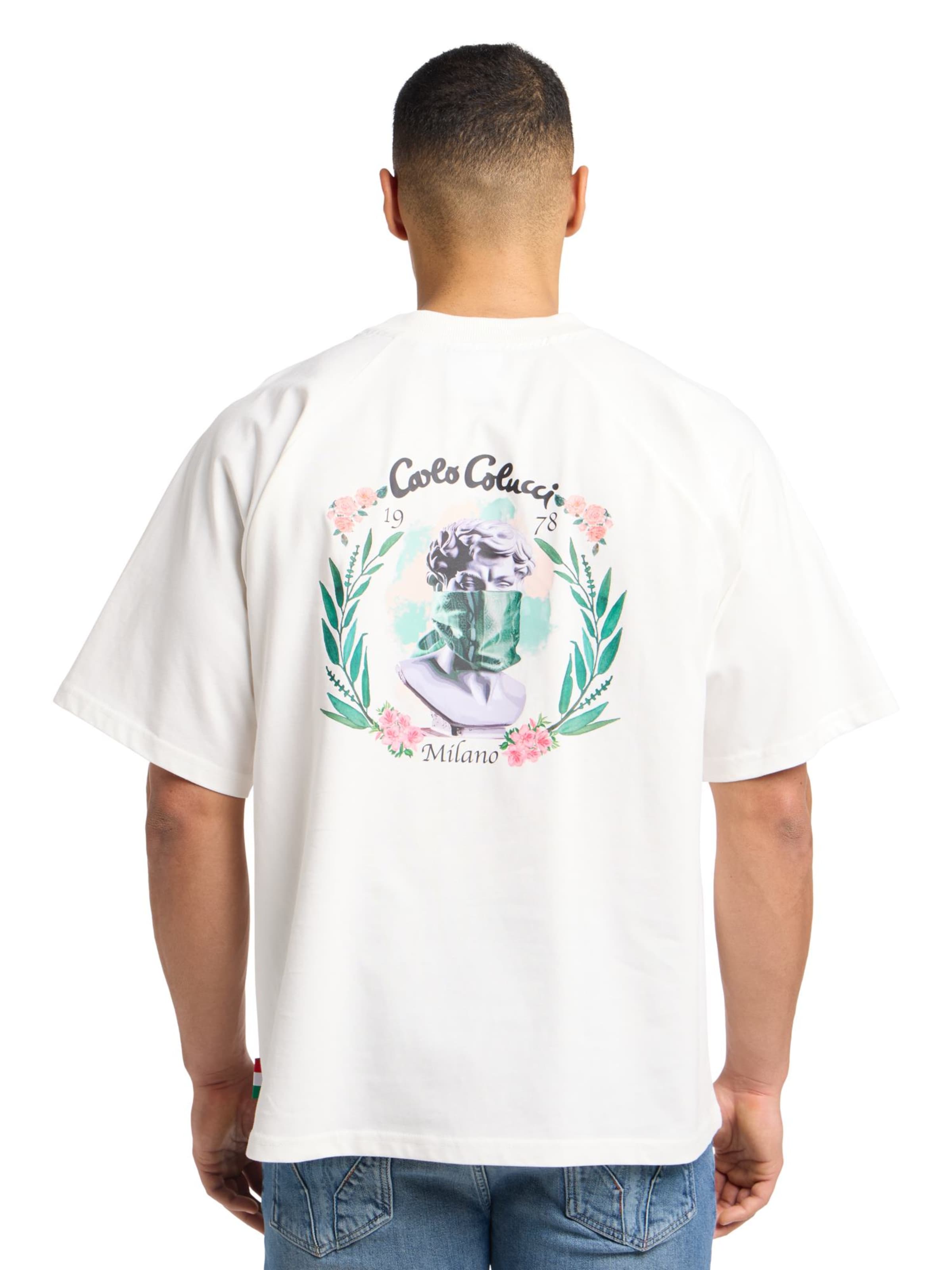 Carlo Colucci Футболка 'Egger' в Белый: спереди