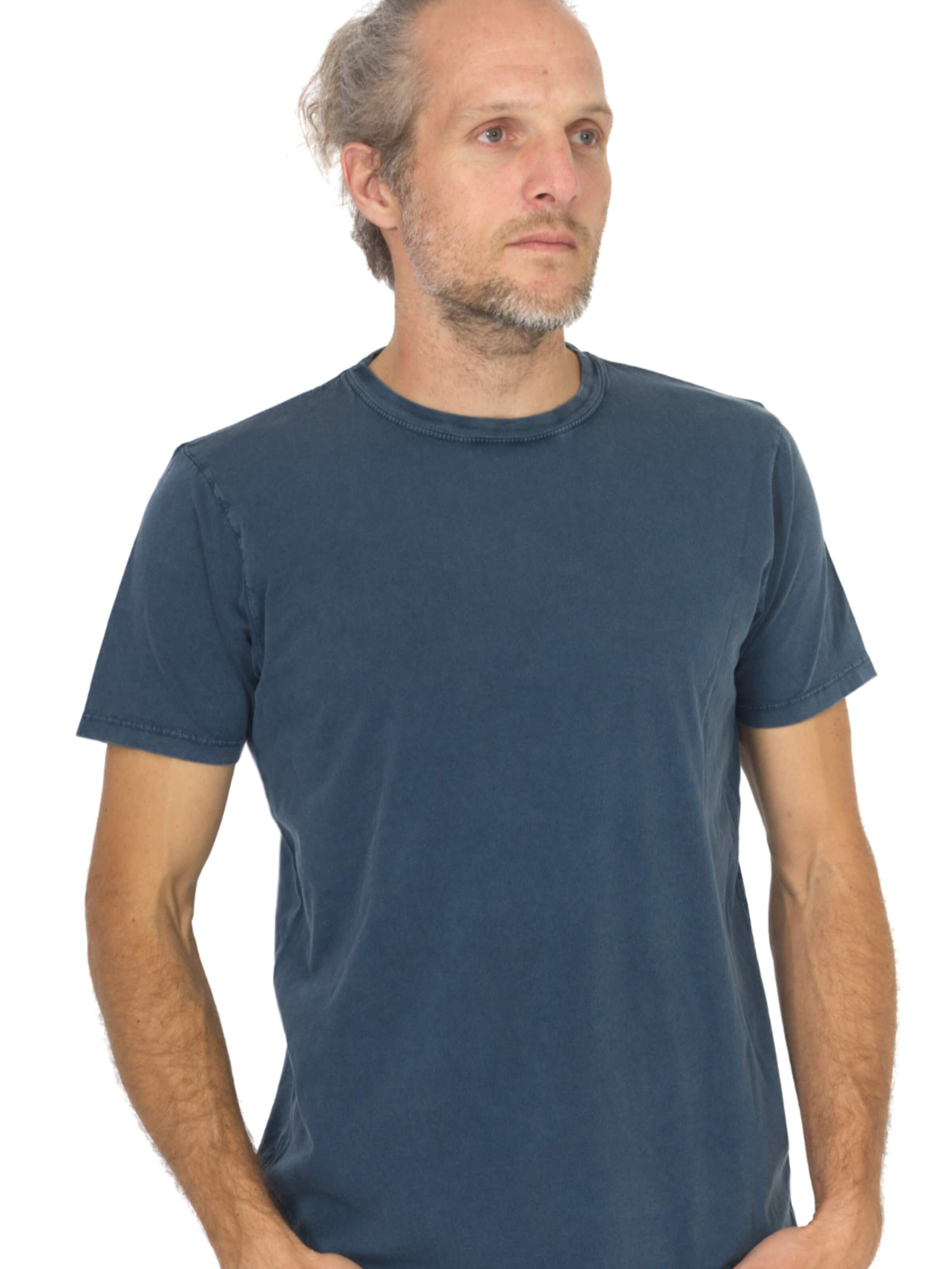 Life-Tree Shirt 'Organic Basic Washed Blue' in Blue