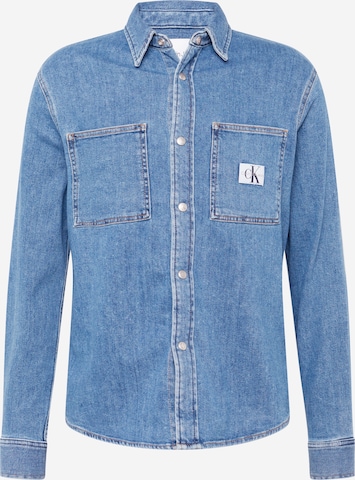 Calvin Klein Jeans - Ajuste estrecho Camisa en azul: frente