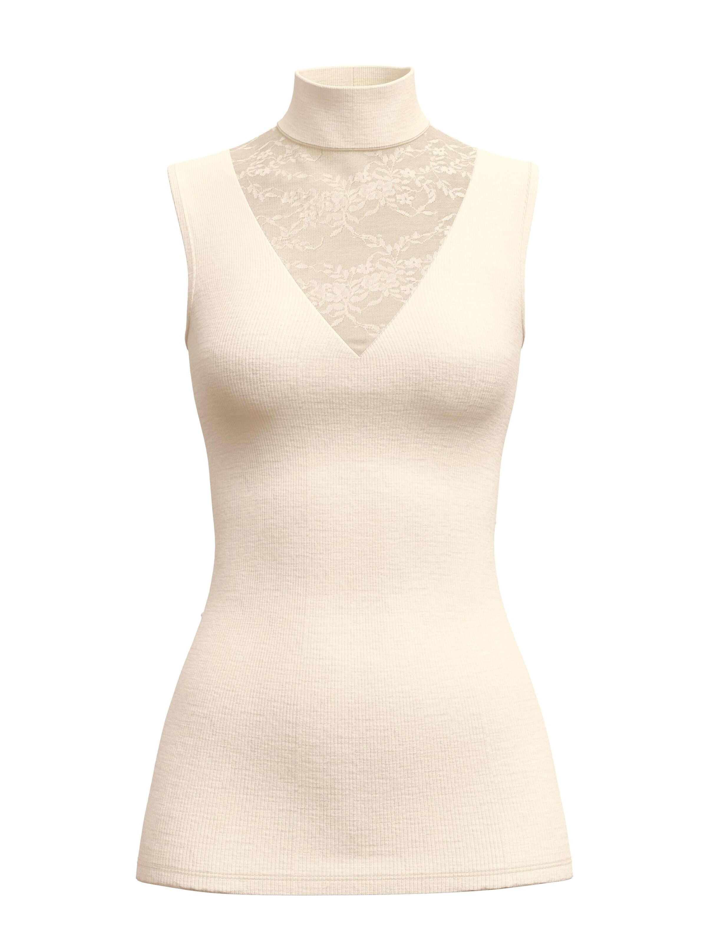 Maglietta intima 'Silky Wool Glam' di CALIDA in beige: frontale