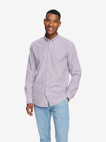 ESPRIT Slim fit Button Up Shirt in Purple: front