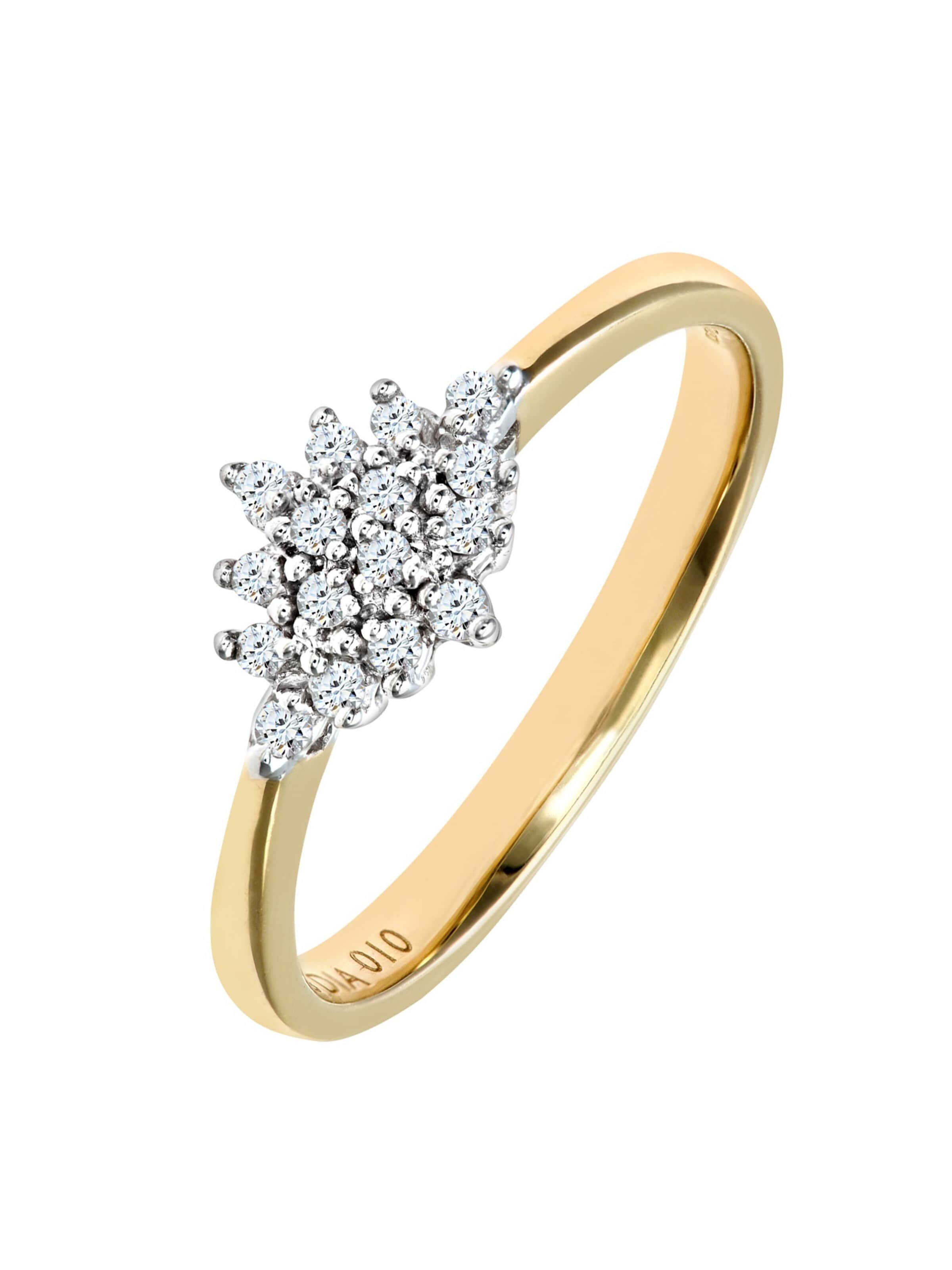 DIAMANT LETERNEL Ring 'Cluster-Ring aus 375 Gelbgold mit Diamant' in Goud