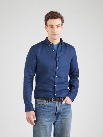 Slim fit Camicia di Polo Ralph Lauren in blu: frontale