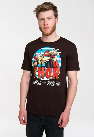 LOGOSHIRT Shirt 'Thor' in Brown: front
