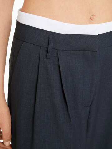 Bershka Wide leg Bandplooibroek in Grijs