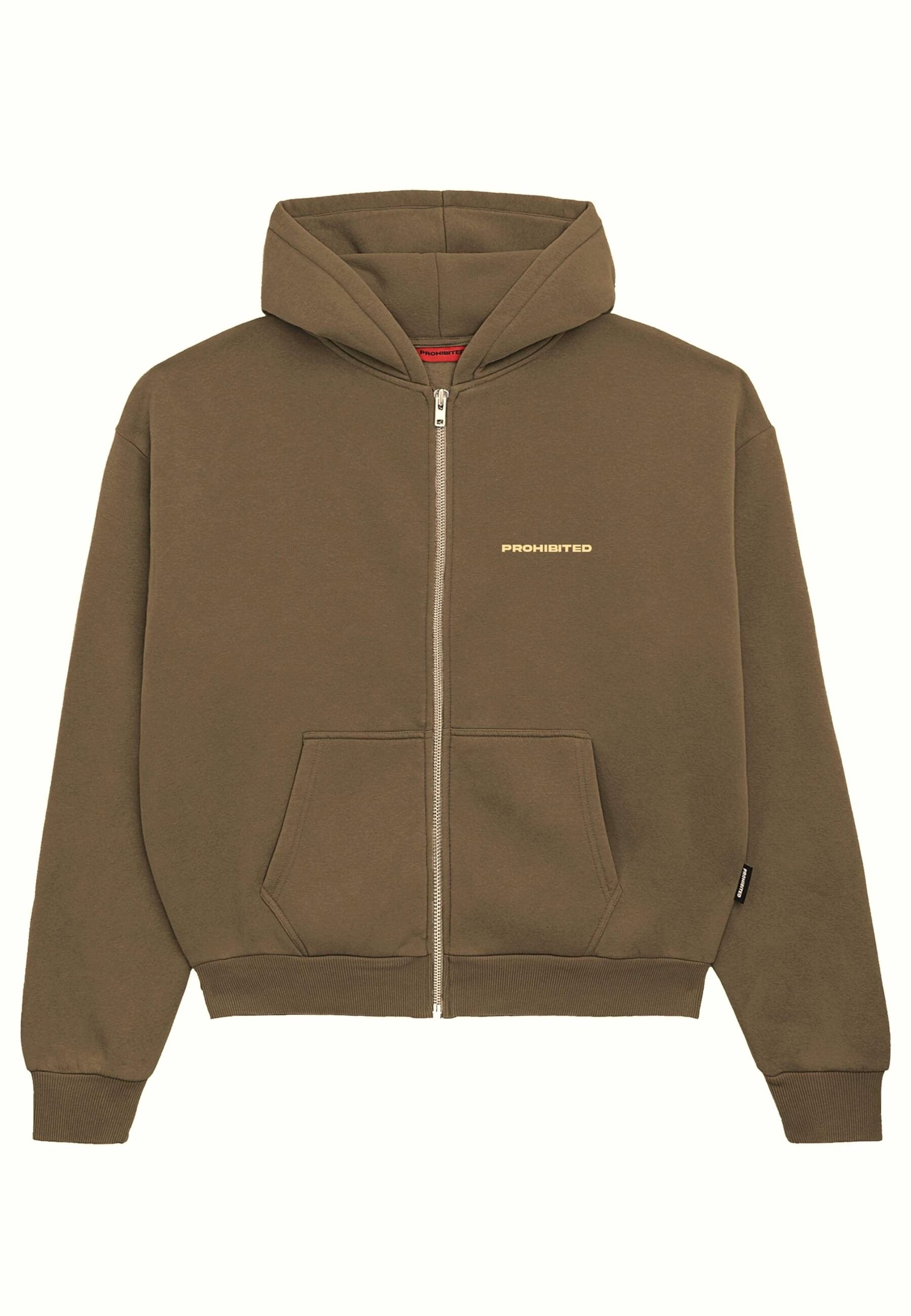 Prohibited Sweatjacke in umbra / gelb / weiß, Produktansicht