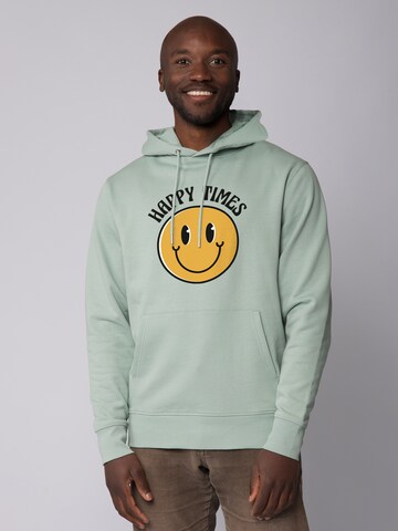 Sweat-shirt ' Happy times smiley emoji ' Watapparel en vert : devant