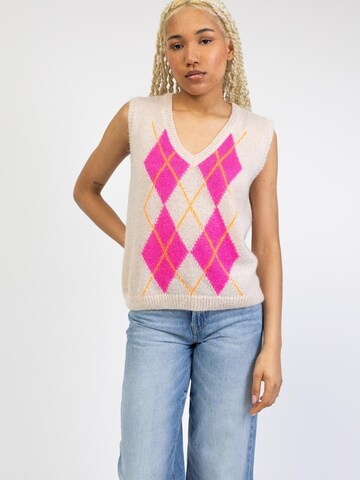 BROKE + SCHÖN Knitted Vest 'Pullunder mit Argyle Muster' in Beige