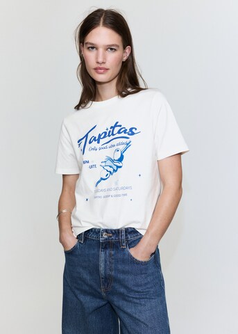 MANGO Tričko 'ILUSTRA2' - Biela: predná strana