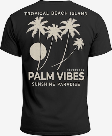 Neverless Shirt 'Palm Vibes' in Schwarz: Vorderseite