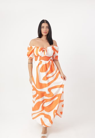 Elara Dress in Orange: front