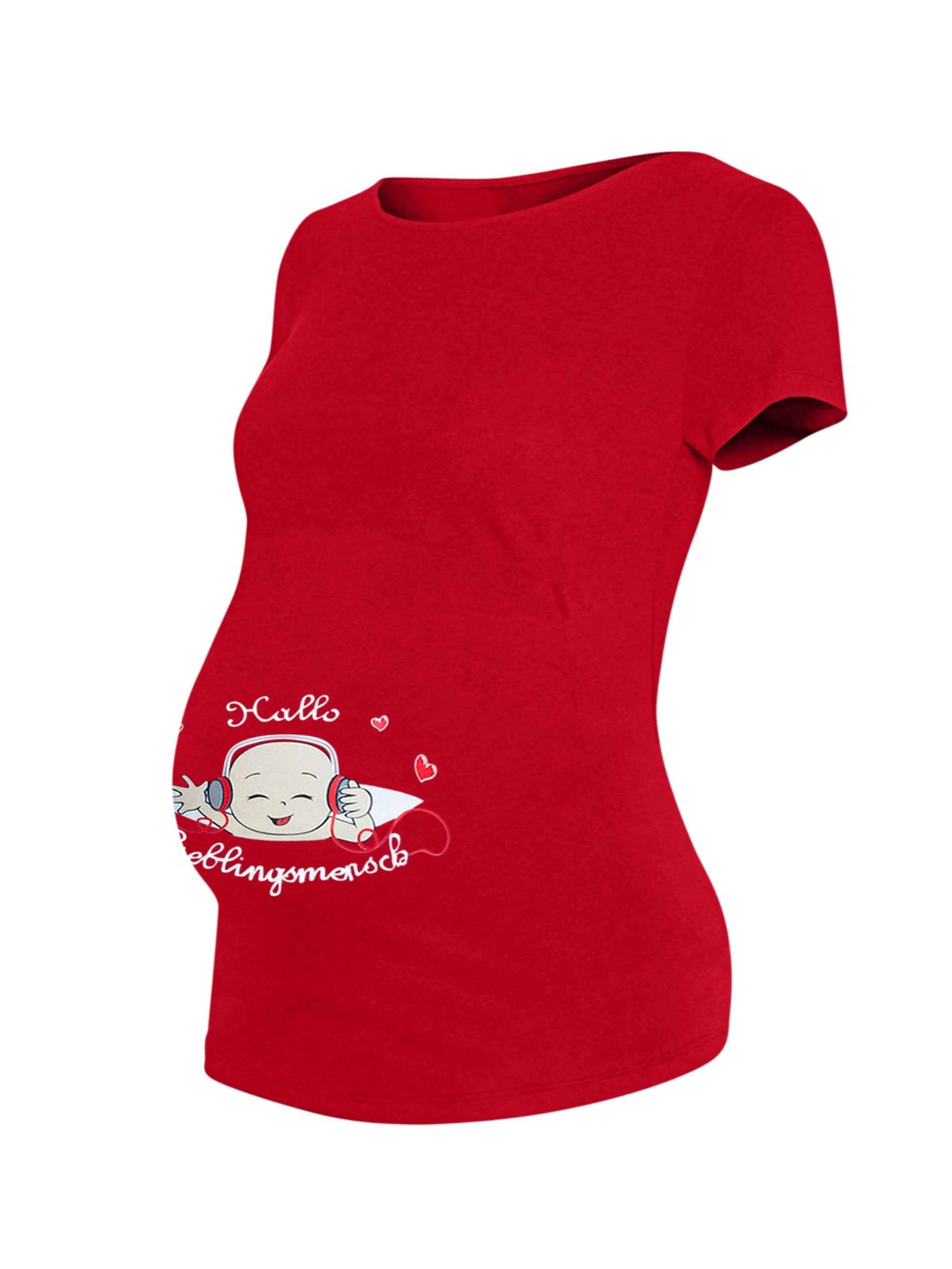 M.M.C. Shirt 'Hallo Lieblingsmensch Umstandsshirt' in Red: front