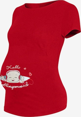 M.M.C. Shirt 'Hallo Lieblingsmensch Umstandsshirt' in Red: front