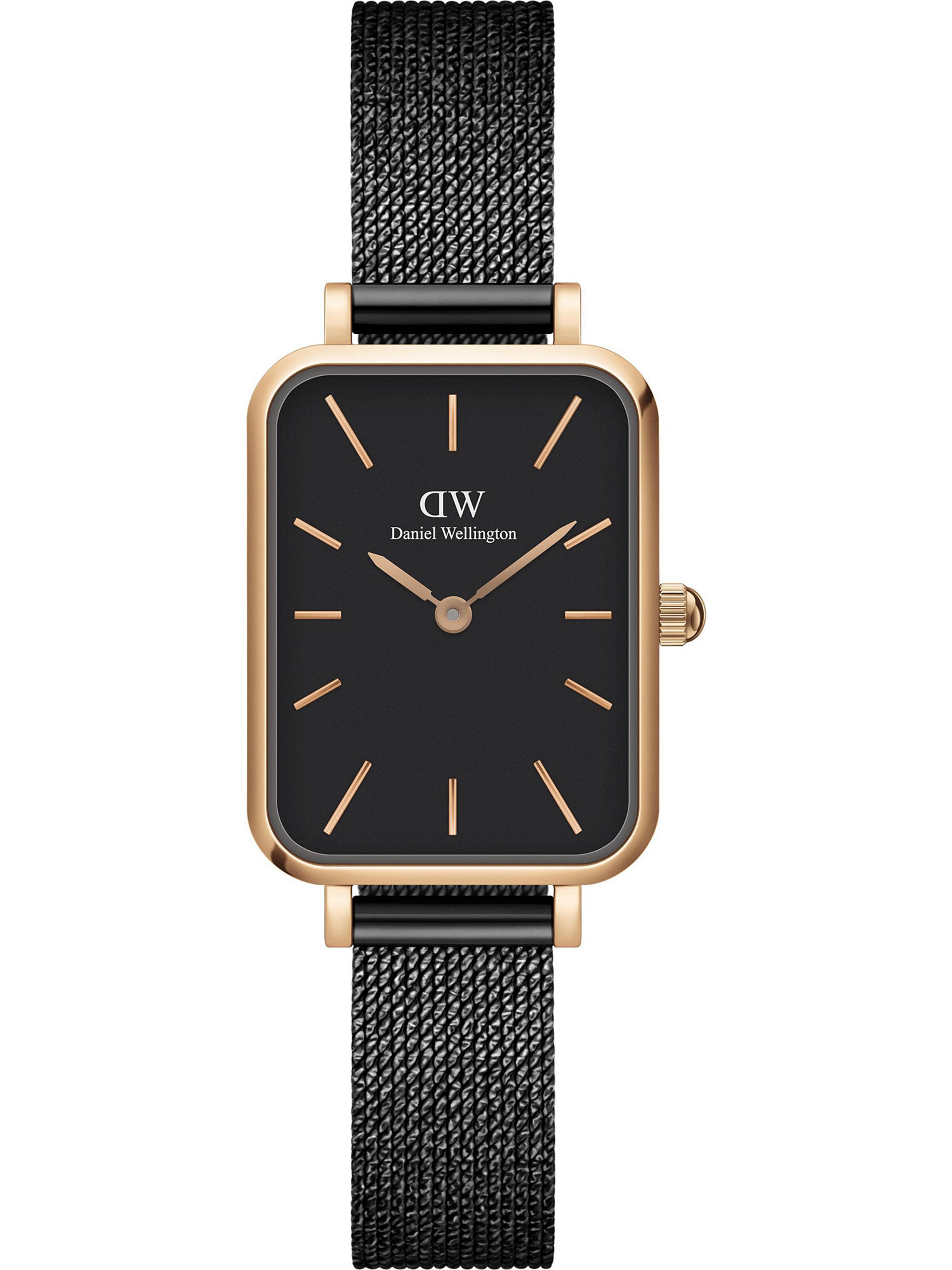 Daniel Wellington Analoog horloge 'Quadro Pressed Ashfield RG Black' in Zwart: voorkant