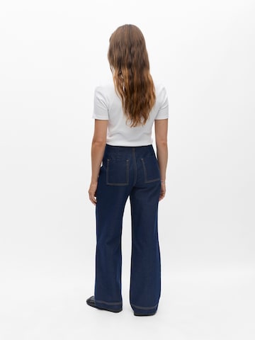 OBJECT Wide leg Bandplooi jeans 'OBJDaili' in Blauw