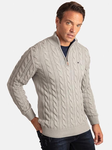 Williot Hair Braid Pattern Half Zip Soft Touch pullover in Grau