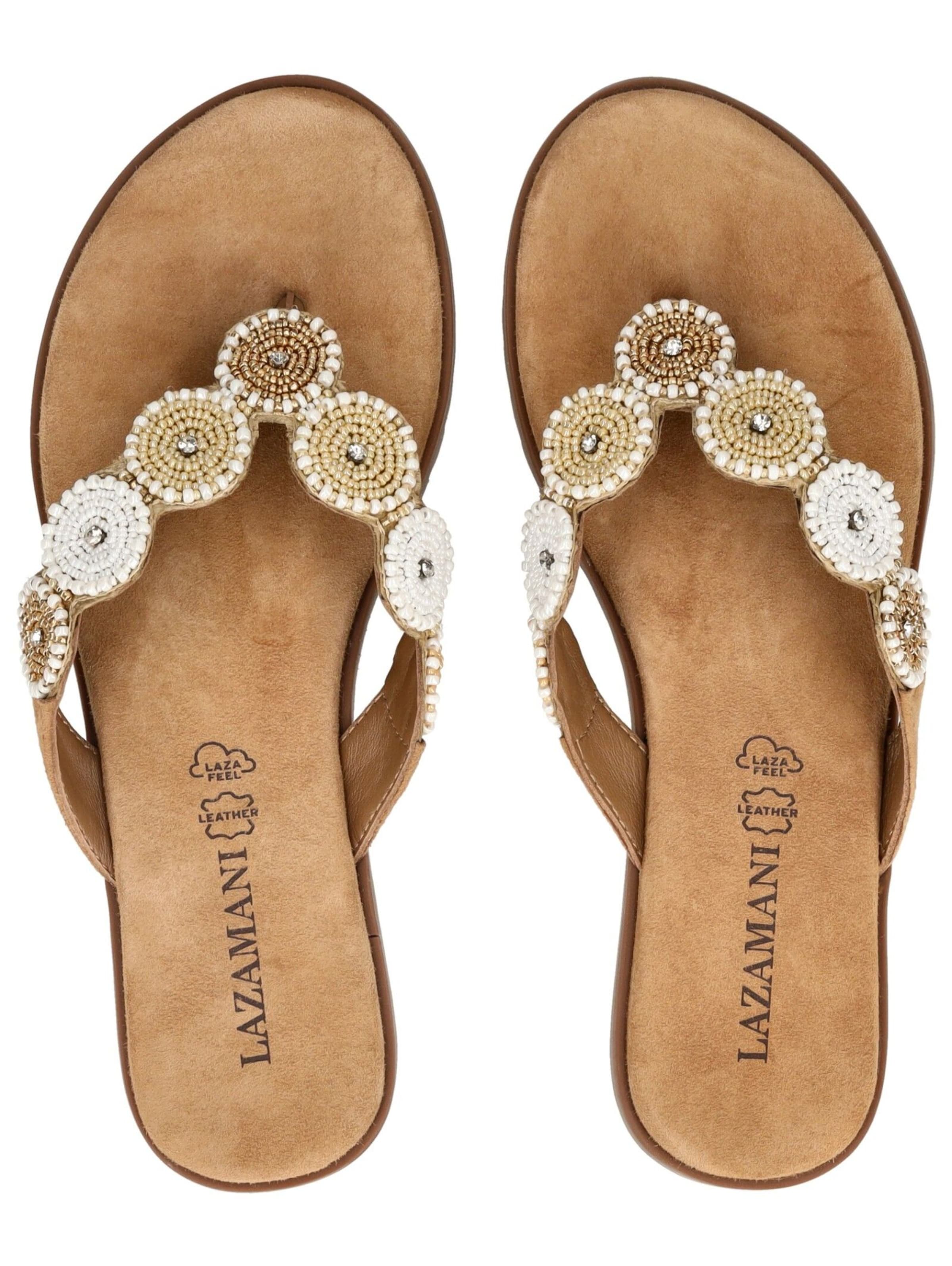 LAZAMANI T-Bar Sandals in Beige