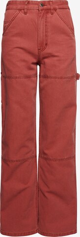 Superdry Wide leg Broek in Rood: voorkant