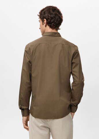 MANGO MAN Regular fit Button Up Shirt 'Play' in Brown