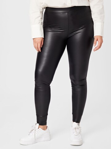 PIECES Curve Skinny Leggings in Black: front