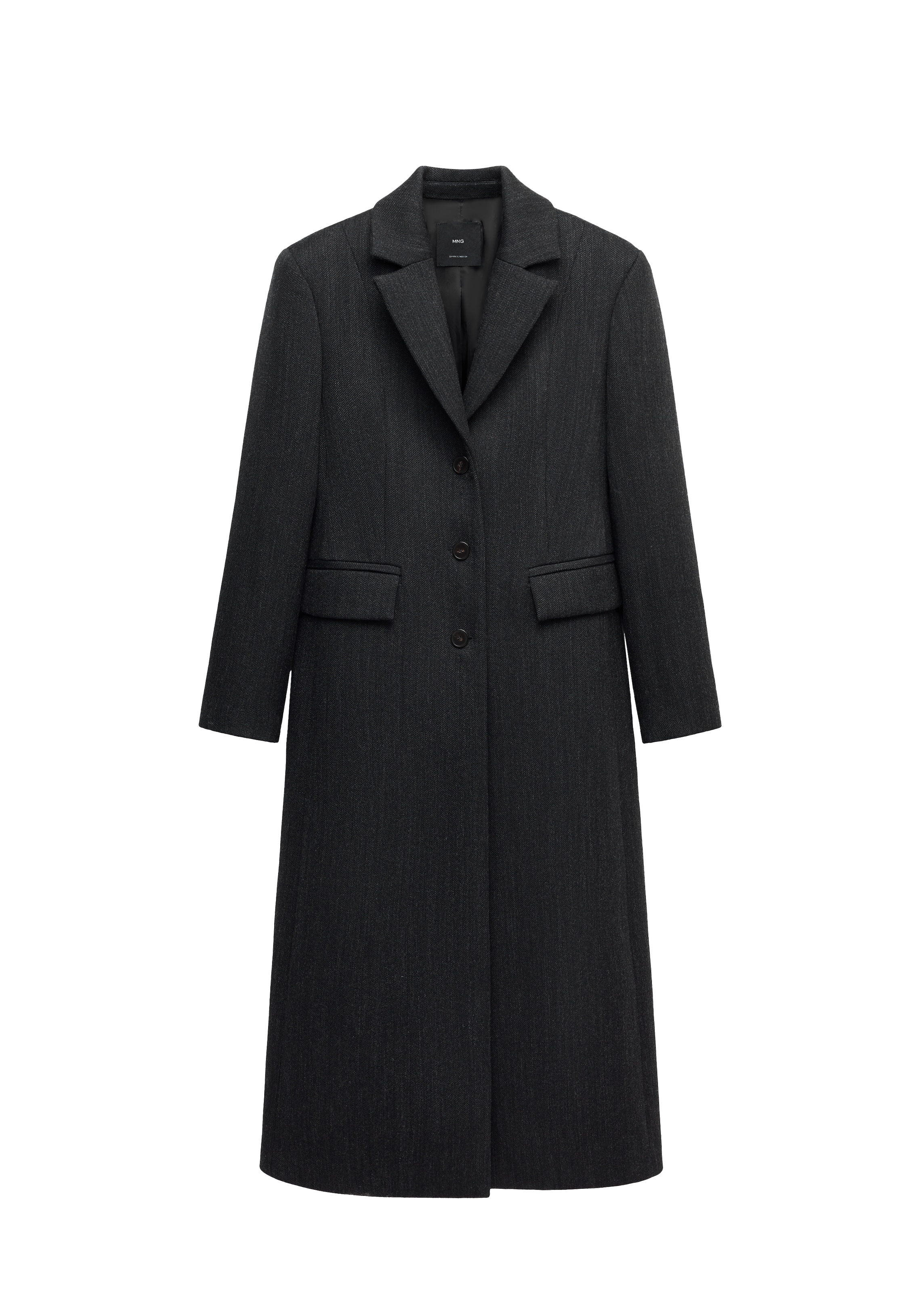 MANGO Between-seasons coat in Black: front