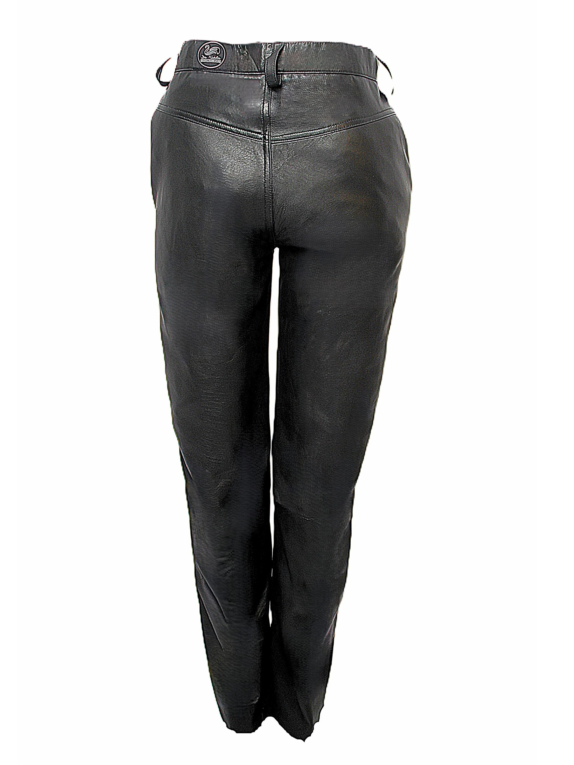 Be  Noble Regular Trousers with creases 'Lederhose als elegante Bundfaltenhose' in Black