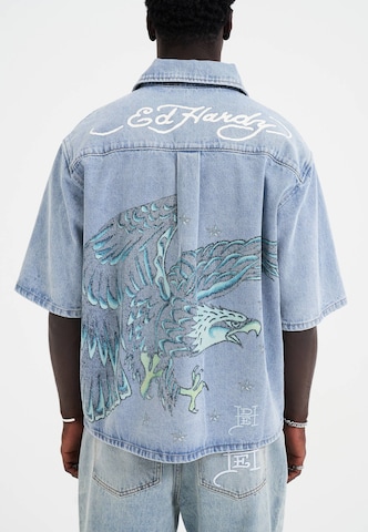 zils Ed Hardy Komforta piegriezums Krekls 'Adler und Sterne'