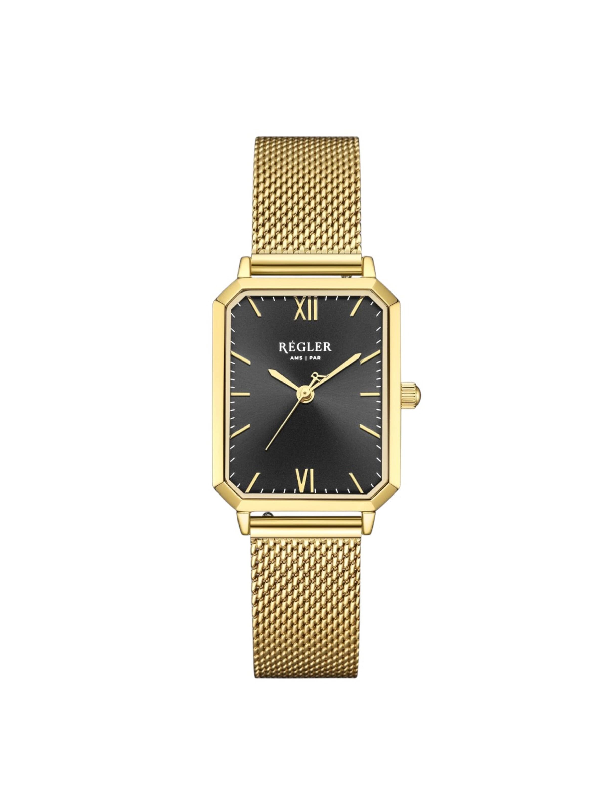 Régler Analogové hodinky 'Régler Élégance Mesh Gold - Black' – zlatá: přední strana