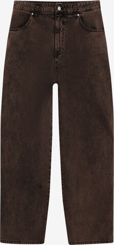 Pull&Bear Wide leg Jeans in Bruin: voorkant