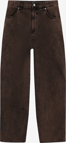 Wide leg Jeans de la Pull&Bear pe maro: față