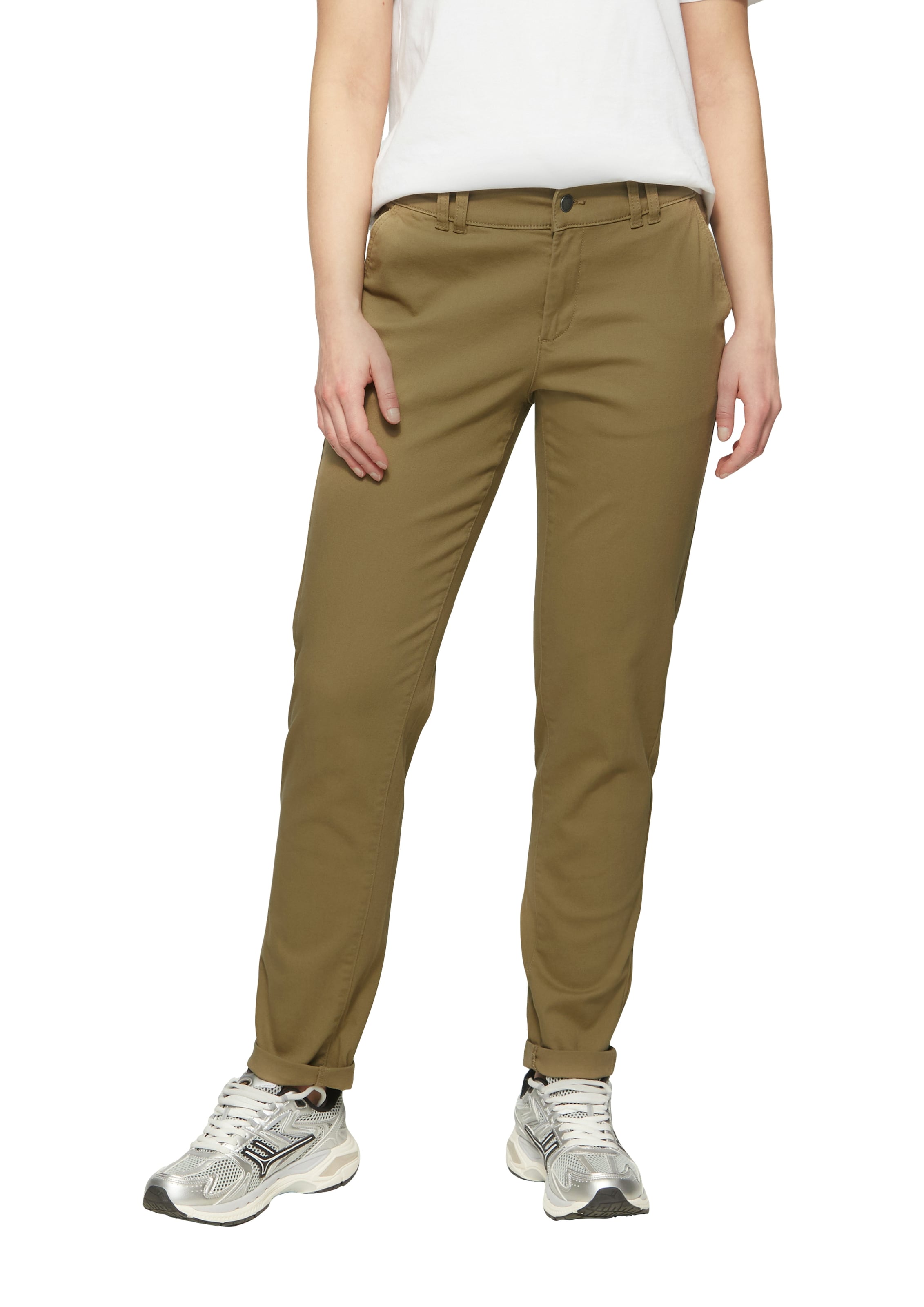 QS Slim fit Trousers in Green: front