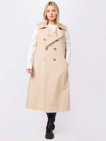 Manteau mi-saison River Island Plus en beige : devant