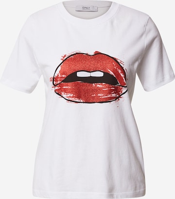 ONLY Shirt 'Lips' in Wit: voorkant